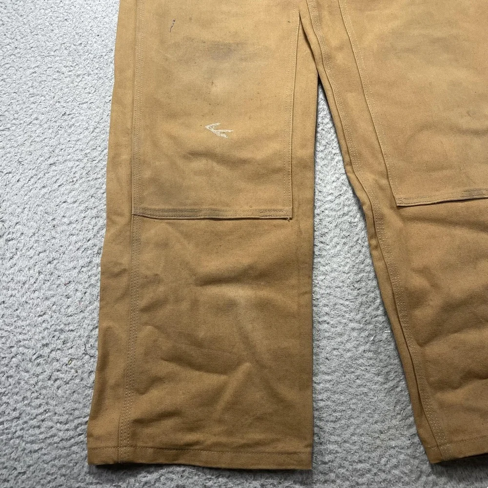 Carhartt Bib Overalls Mens 32x32 Brown Canvas Double Knee Workwear Carpenter